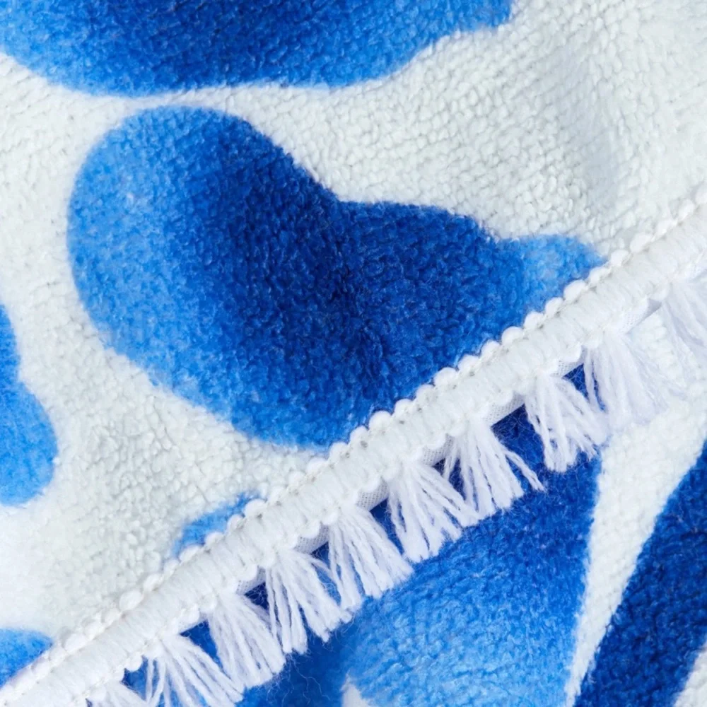 New Enchante Home Indigo Blue Tie-Dye Round Turkish Beach Towel